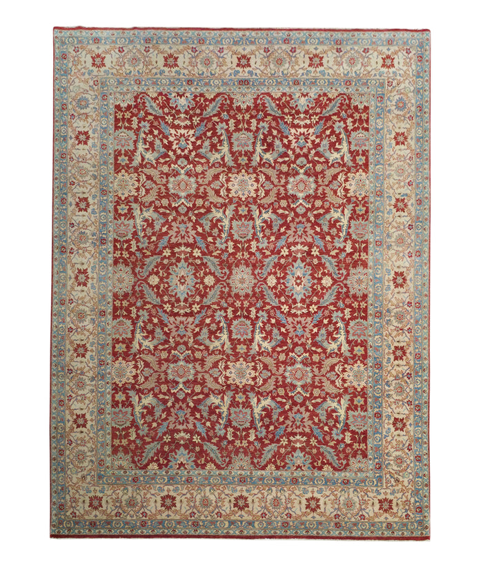 19th century Tabriz inspired, handspun wool, natural vegetable dyes, India, 346x268 cm | Rug# 14114