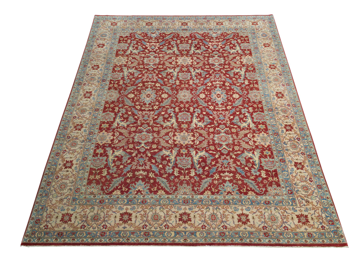 19th century Tabriz inspired, handspun wool, natural vegetable dyes, India, 346x268 cm | Rug# 14114