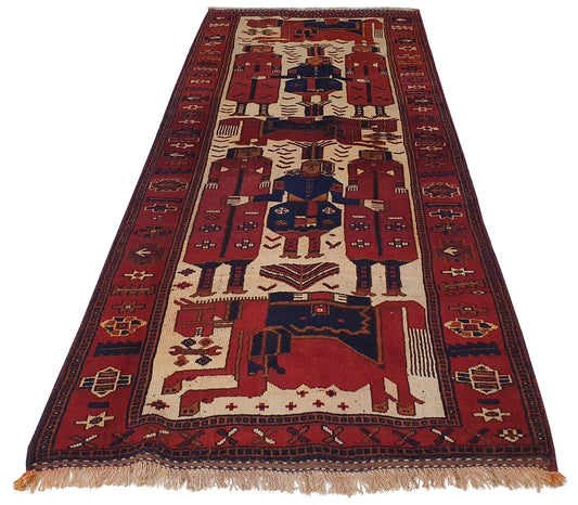 Nomadic Luri Day-Bed Pictorial, circa 1940, Persia, 334×133 cm | Rug# 1441