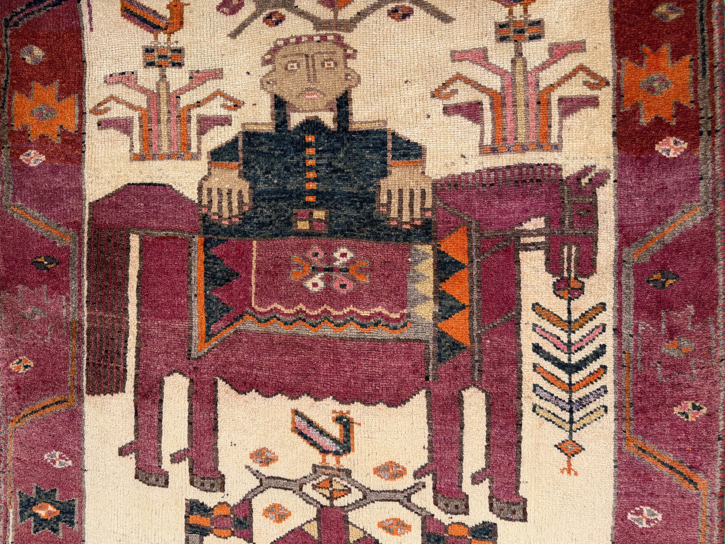 Vintage and Nomadic Luri Pictorial rug 420x154cm | Rug# 1452