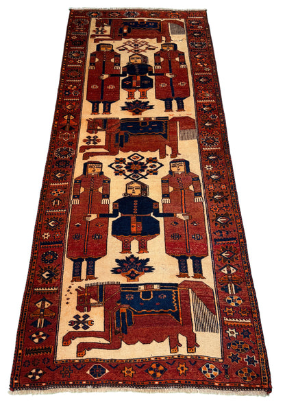 Luri Pictorial Shahnameh Rug, Persia,  362x136cm | Rug# 1552