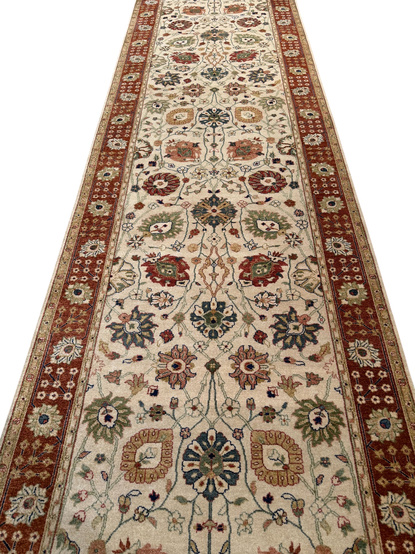 Custom-made Agra-Ziegler, 100% hand spun NZ wool pile 532x121cm | Rug# 16246