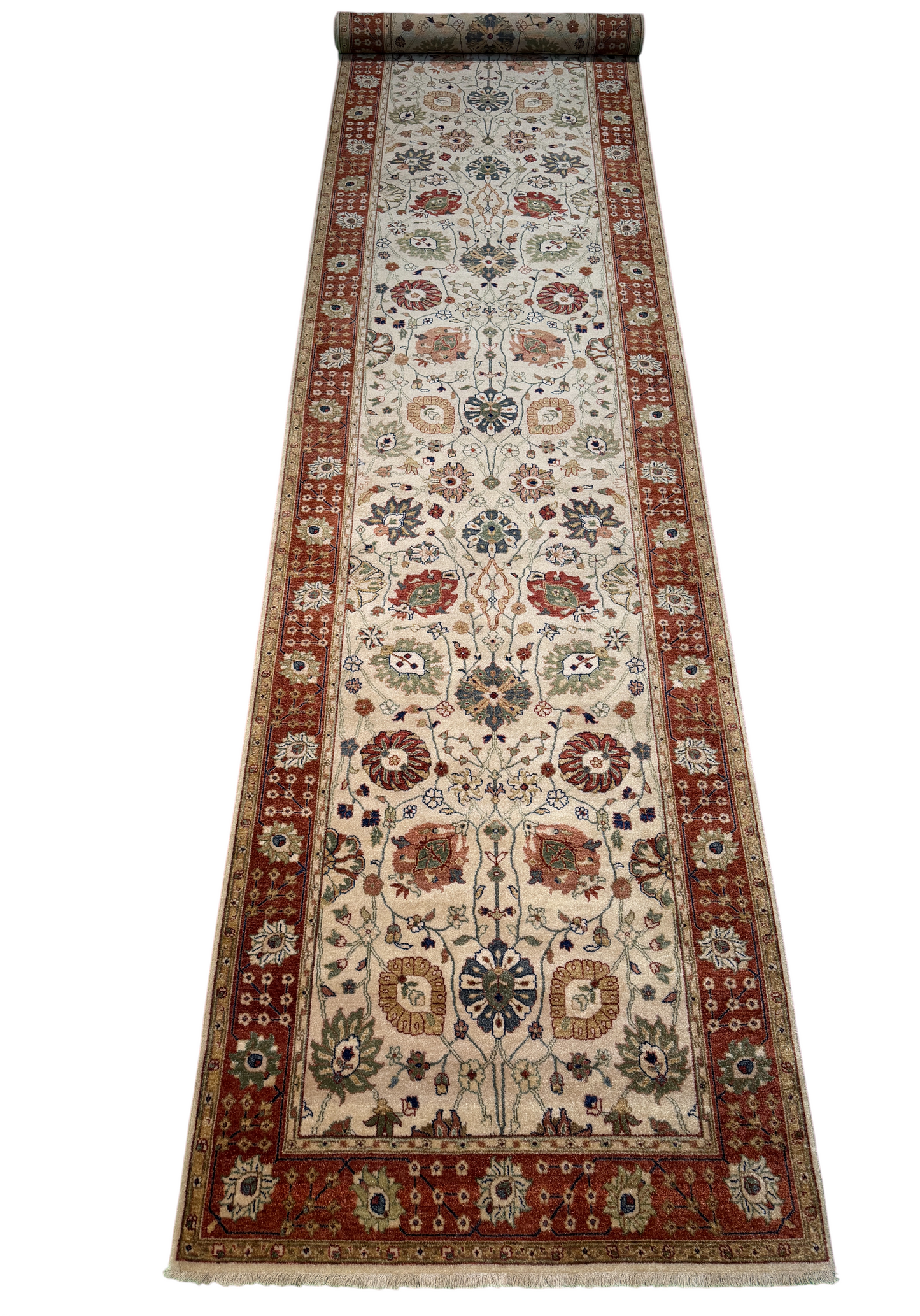 Custom-made Agra-Ziegler, 100% hand spun NZ wool pile 532x121cm | Rug# 16246