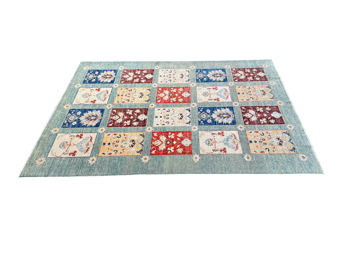 Afghan Turkmen weave rug, Garden design 232×168 cm | Rug# 18722