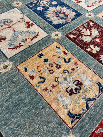 Afghan Turkmen weave rug, Garden design 232×168 cm | Rug# 18722