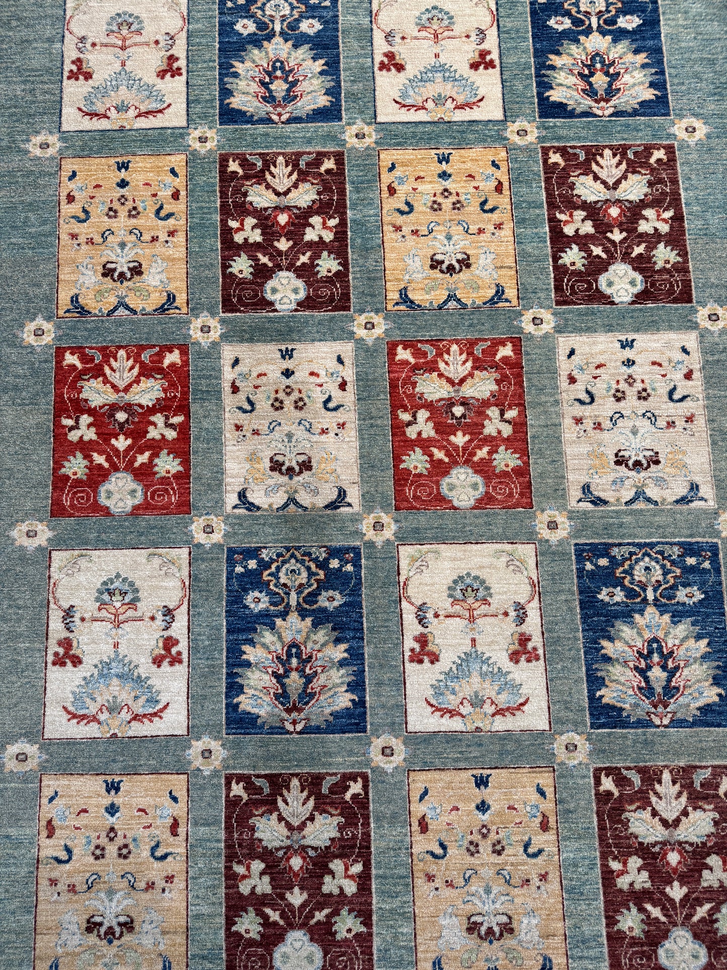 Afghan Turkmen weave rug, Garden design 232×168 cm | Rug# 18722