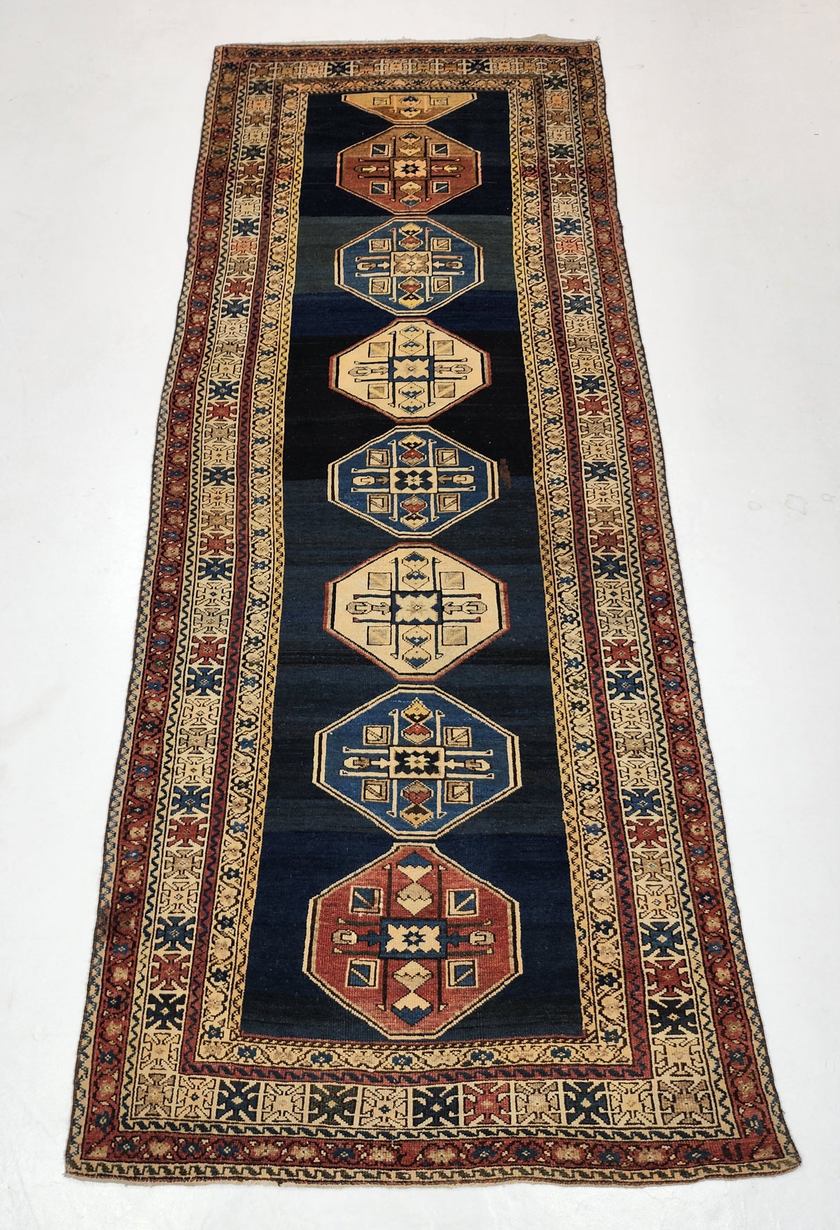 Antique Caucasian Geometric Runner 320x125 cm | Rug# 19762