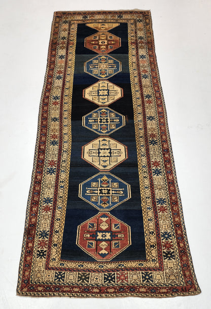 Antique Caucasian Geometric Runner 320x125 cm | Rug# 19762