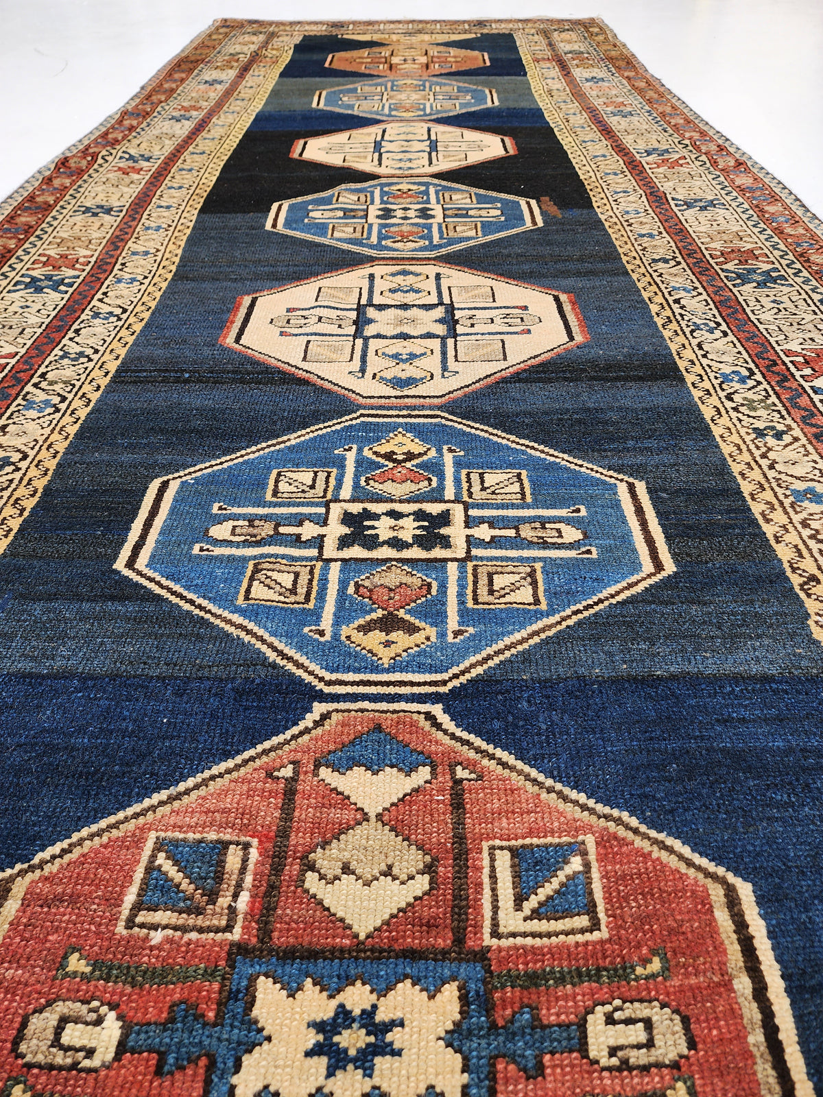 Antique Caucasian Geometric Runner 320x125 cm | Rug# 19762