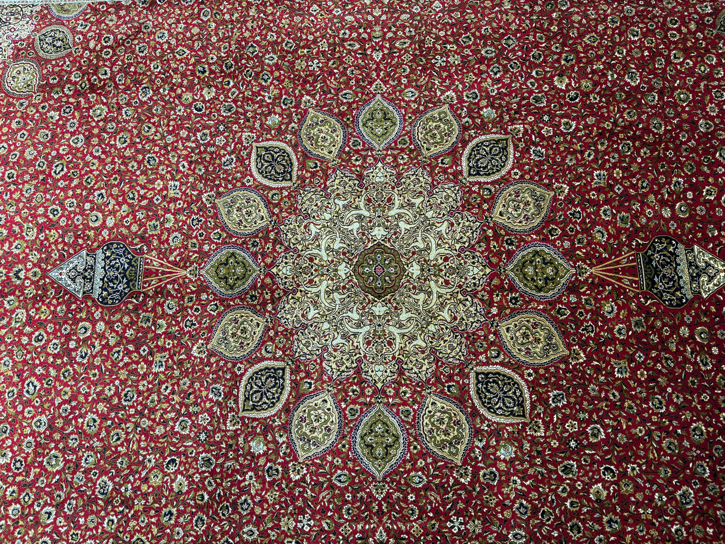 Superfine Pure Silk on Silk Famous Ardebil-carpet inspired 379x273cm | Rug# 23791