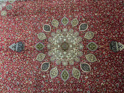 Superfine Pure Silk on Silk Famous Ardebil-carpet inspired 379x273cm | Rug# 23791