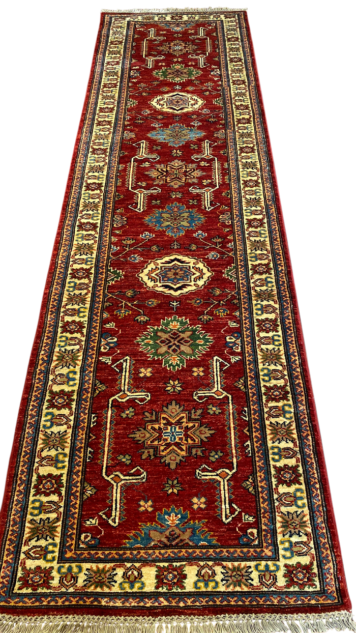 Afghan Super-Kazak Chechen Weave Runner 294x84 cm | Rug# 24748