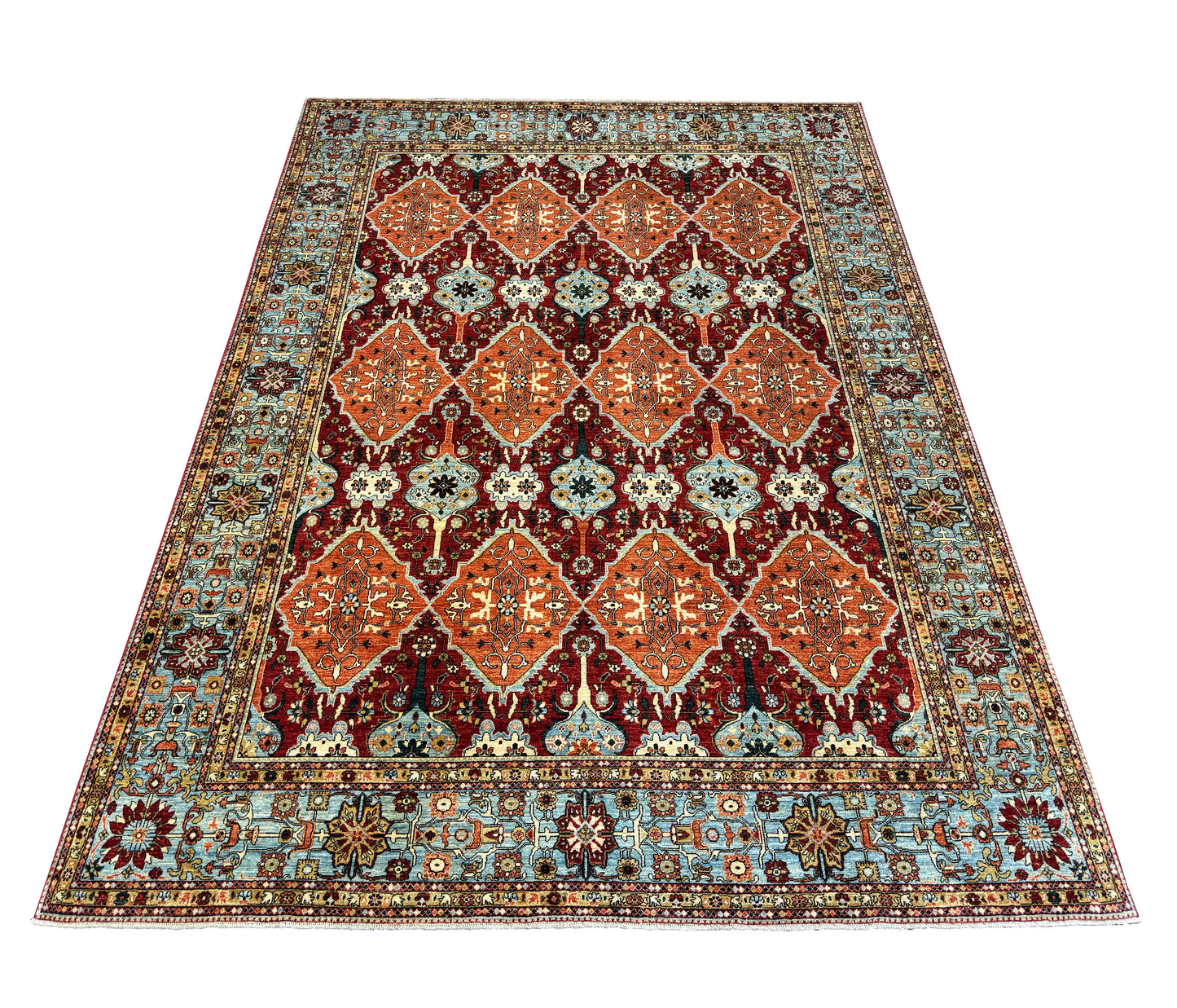 Fine Turkman weave Afghan, 17th century Oushak design 363×267 cm | Rug# 24758