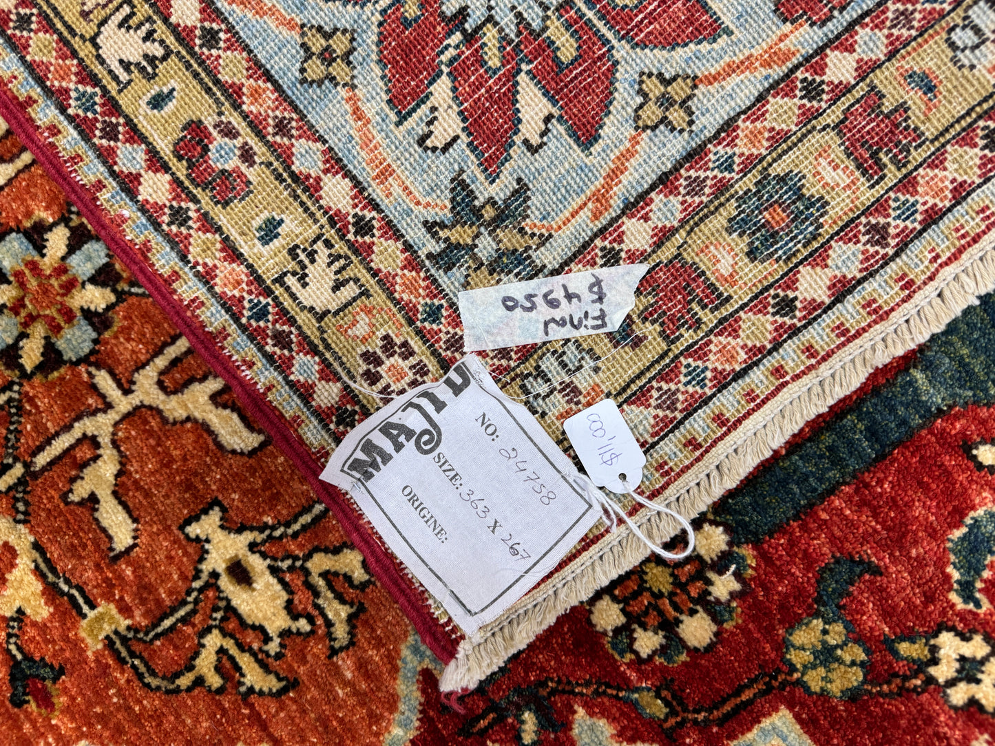 Fine Turkman weave Afghan, 17th century Oushak design 363×267 cm | Rug# 24758