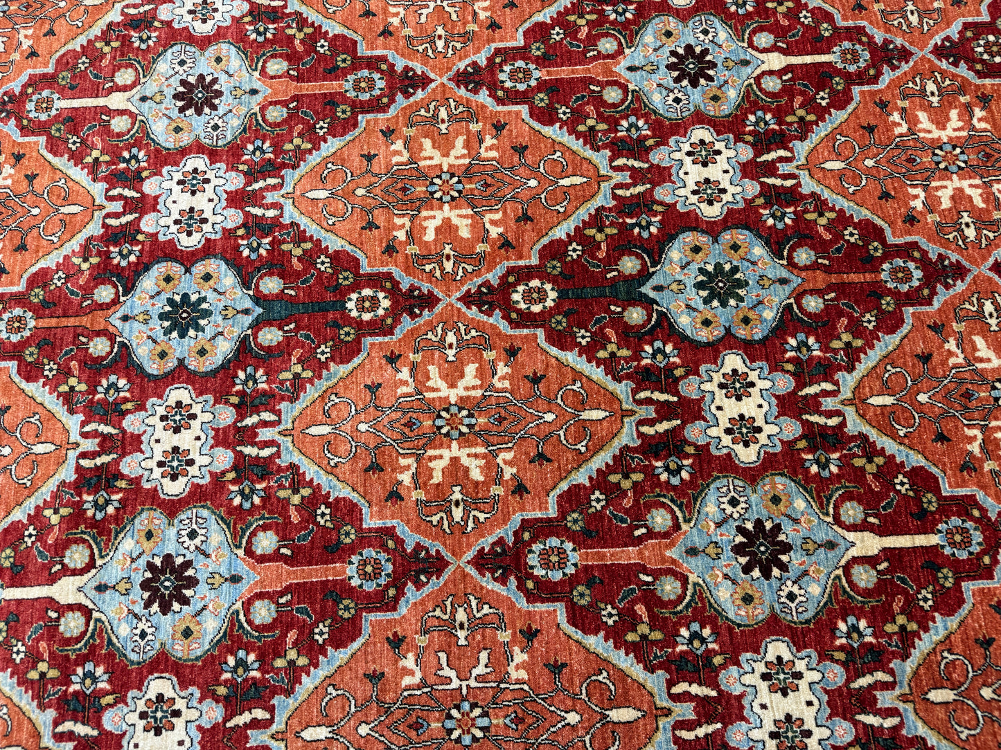 Fine Turkman weave Afghan, 17th century Oushak design 363×267 cm | Rug# 24758