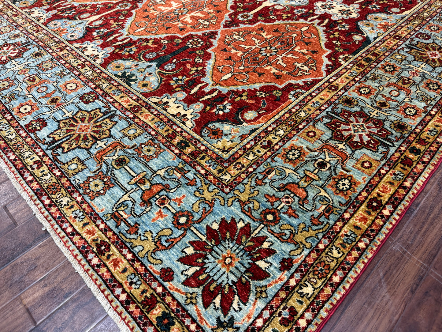 Fine Turkman weave Afghan, 17th century Oushak design 363×267 cm | Rug# 24758