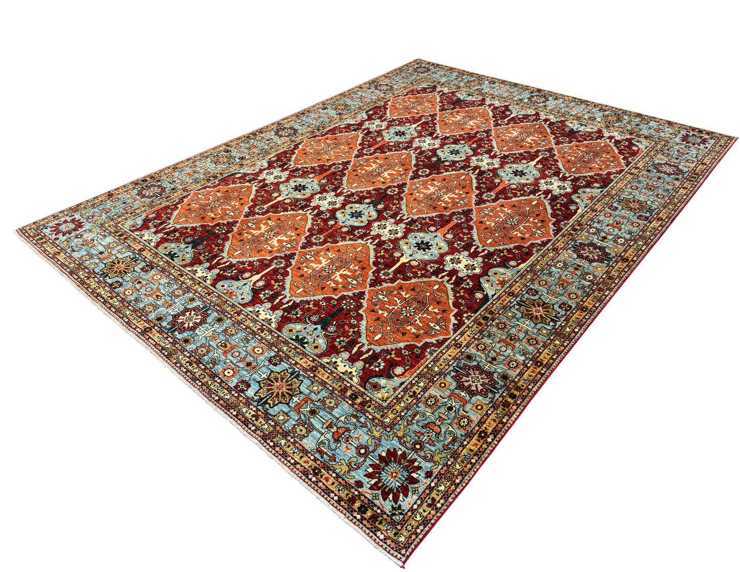 Fine Turkman weave Afghan, 17th century Oushak design 363×267 cm | Rug# 24758