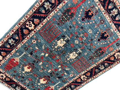 Turkmen weave Afghan, 17th c Safavid Garden design 149×103 cm | Rug# 24948