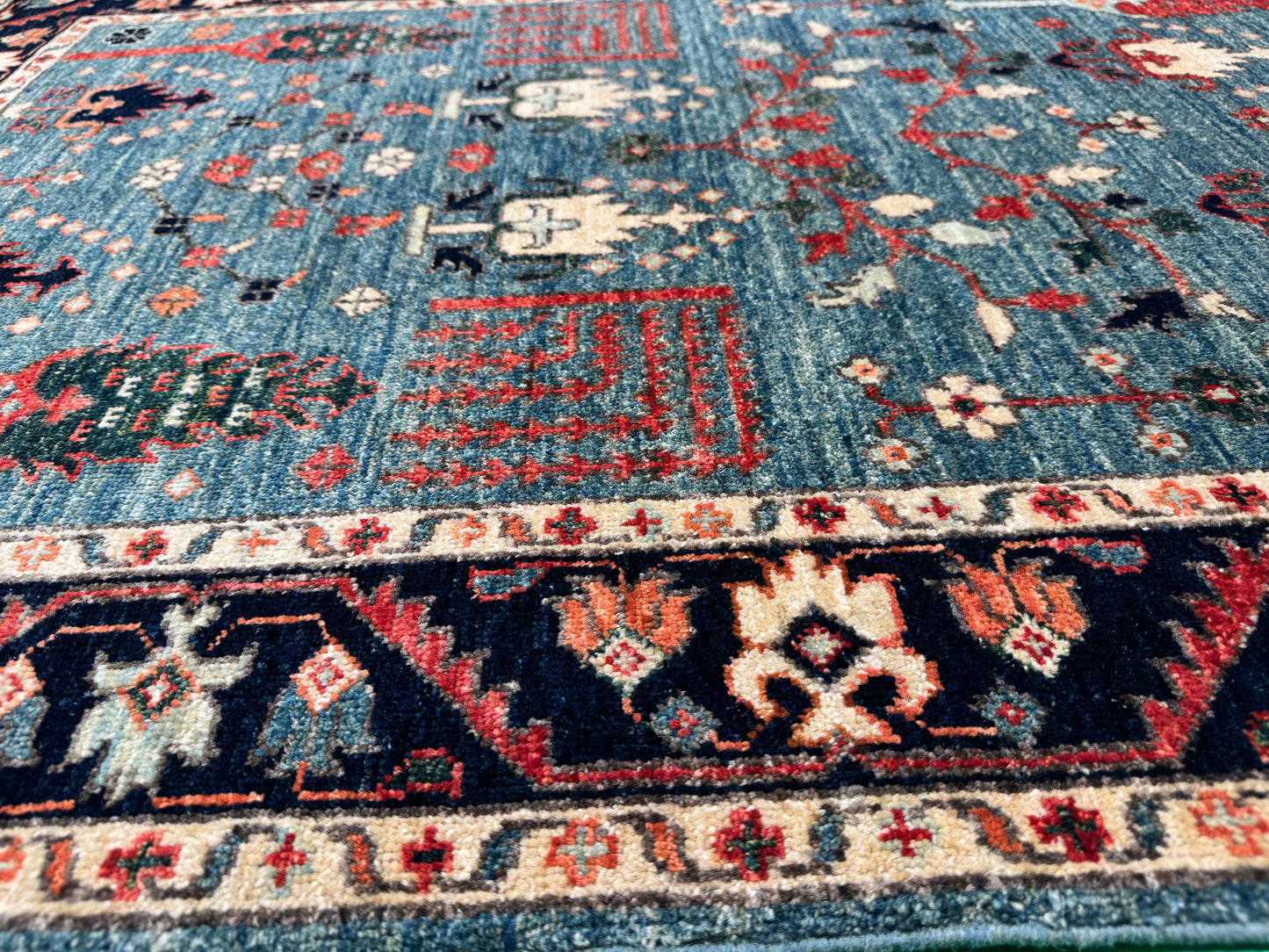 Turkmen weave Afghan, 17th c Safavid Garden design 149×103 cm | Rug# 24948