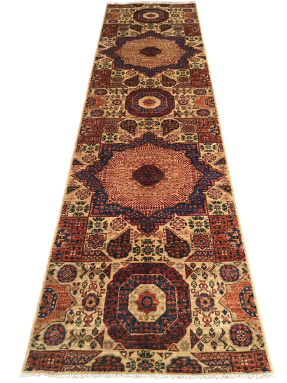 Afghan Turkmen Mamluk Design Runner 290x76 cm | Rug# 25818