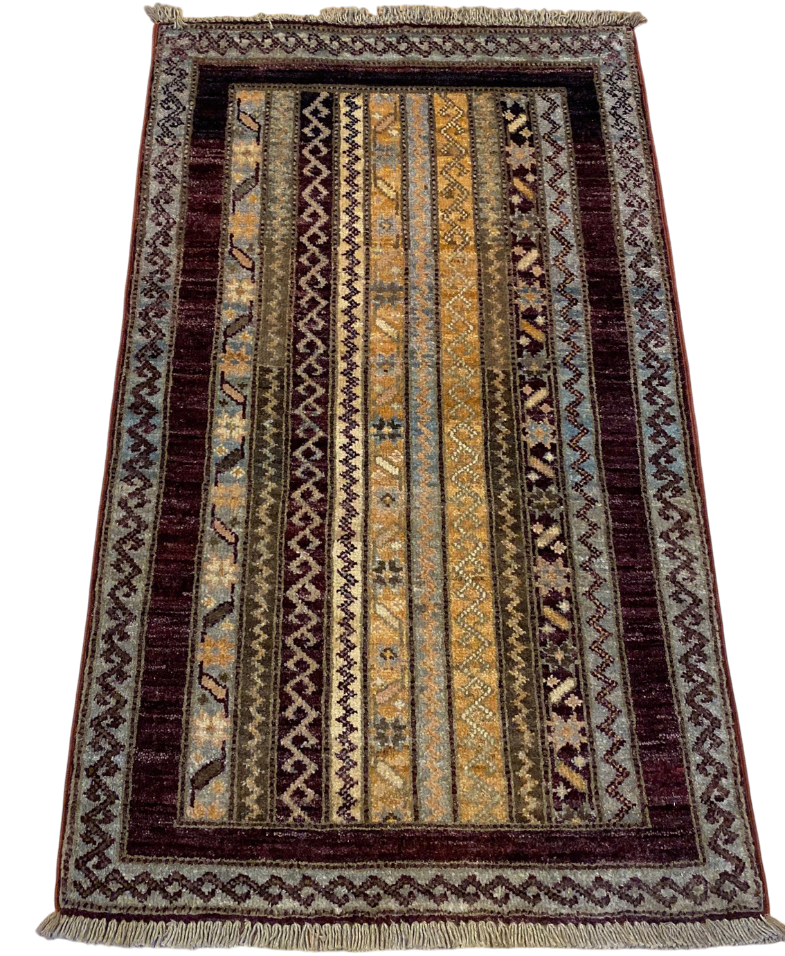 Hand-Knotted Afghan Turkaman Varegeh Sample Rug 90x60cm | Rug# 25864