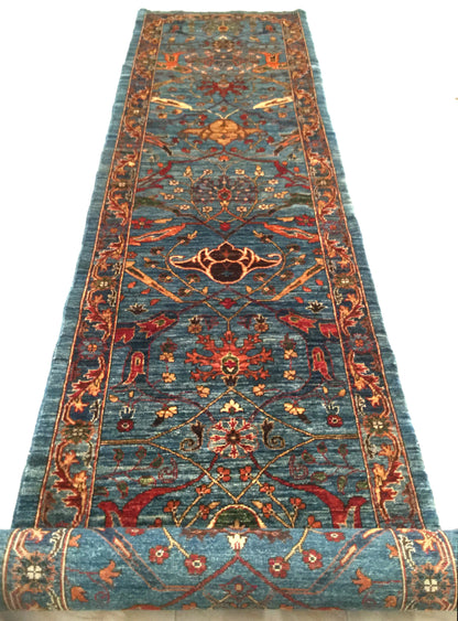 Afghan Turkaman Garous-Bijar Runner Rug 413x81 cm | Rug# 25974