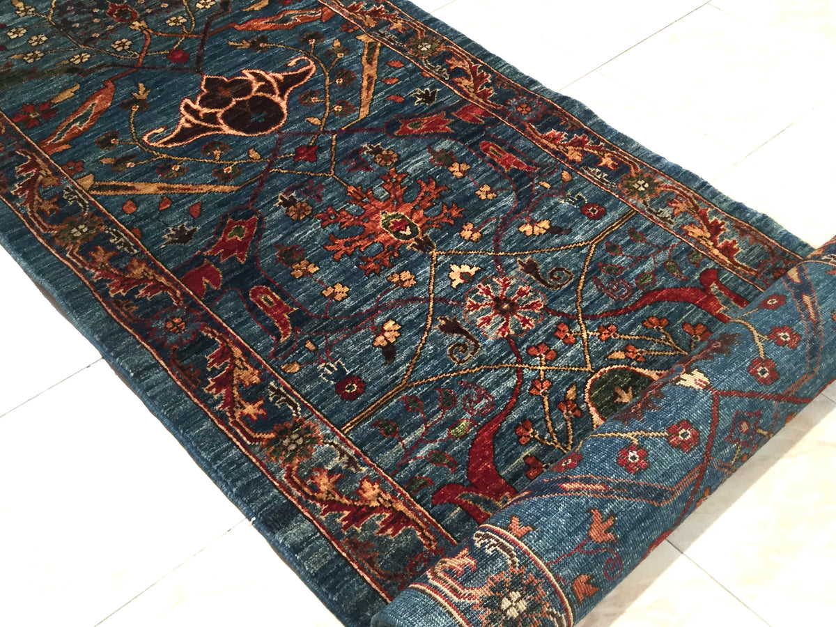 Afghan Turkaman Garous-Bijar Runner Rug 413x81 cm | Rug# 25974
