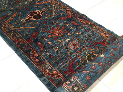 Afghan Turkaman Garous-Bijar Runner Rug 413x81 cm | Rug# 25974
