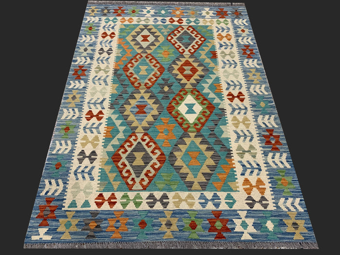 Flat-weave Maimaneh kilim, vegetable dyes, HSW, Afghan  175x125 cm | Rug# 26136