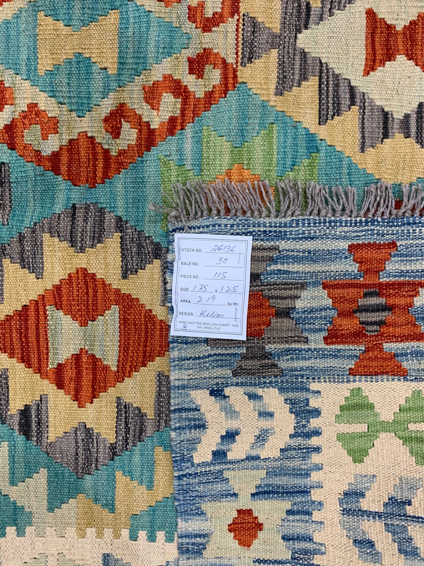 Flat-weave Maimaneh kilim, vegetable dyes, HSW, Afghan  175x125 cm | Rug# 26136