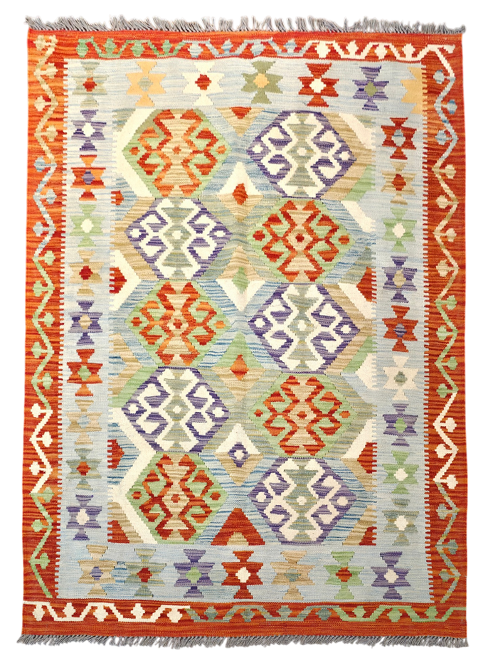 Flat-weave Maimaneh kilim, vegetable dyes, HSW, Afghan 171x126 cm |  Rug# 26145