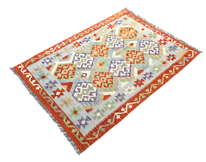 Flat-weave Maimaneh kilim, vegetable dyes, HSW, Afghan 171x126 cm |  Rug# 26145