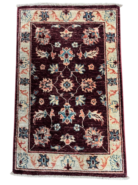 Hand-Knotted Traditional Floral Rug 90x57cm | Rug# 26259