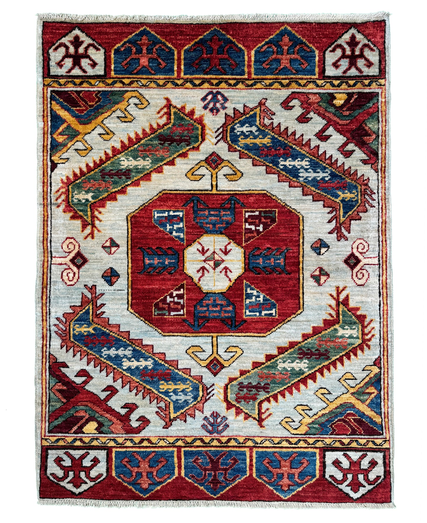Afghan Turkmen weave, 19th c Caucasian design 120x84cm | Rug# 26457