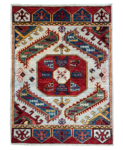 Afghan Turkmen weave, 19th c Caucasian design 120x84cm | Rug# 26457