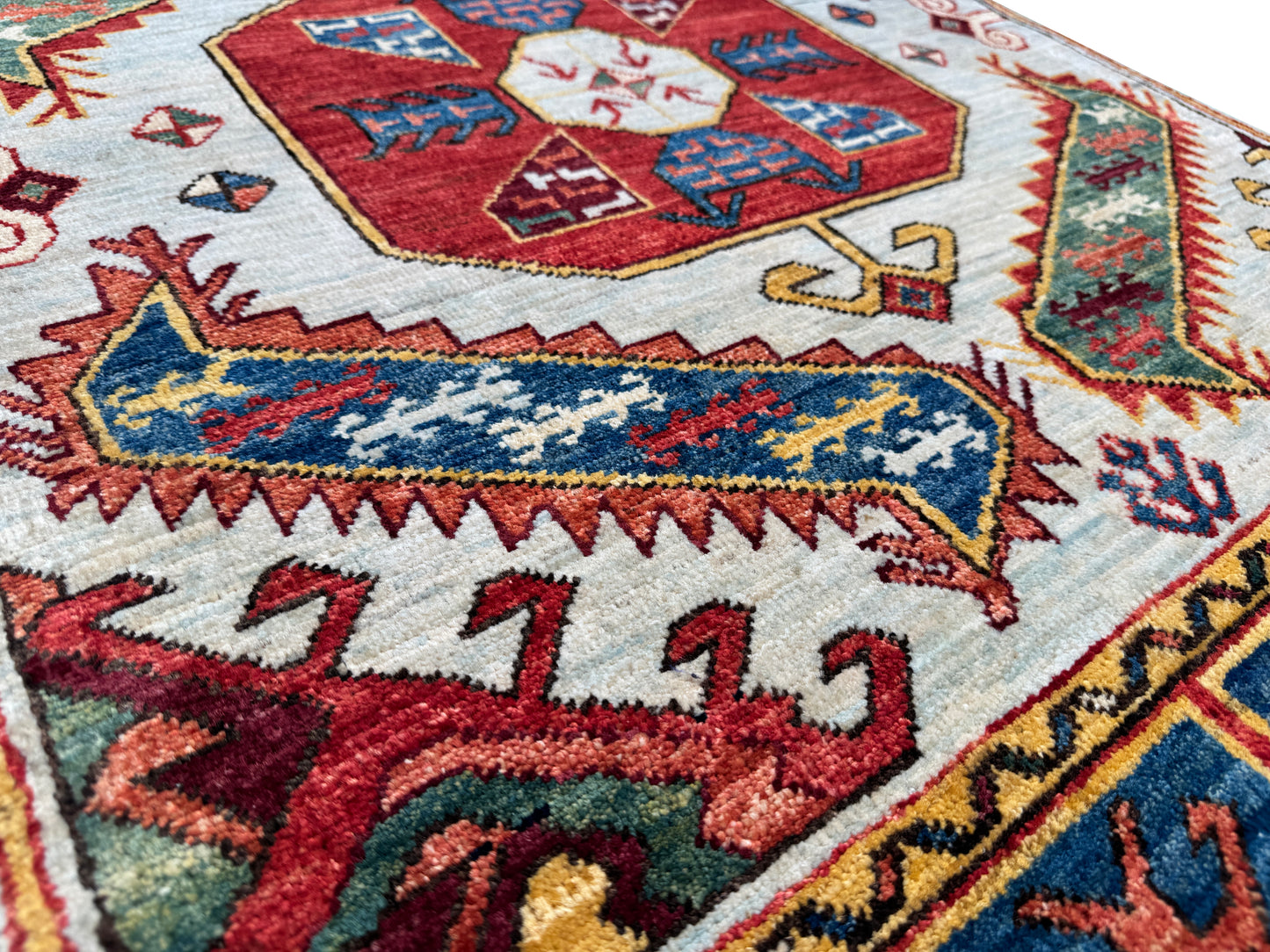 Afghan Turkmen weave, 19th c Caucasian design 120x84cm | Rug# 26457