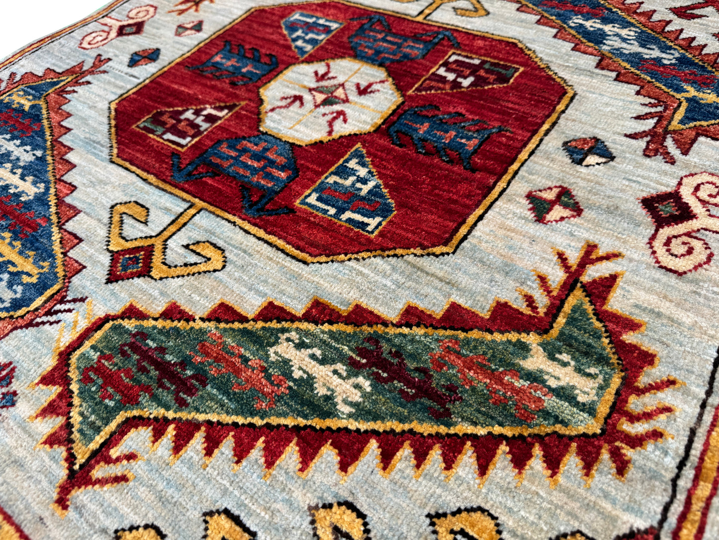 Afghan Turkmen weave, 19th c Caucasian design 120x84cm | Rug# 26457