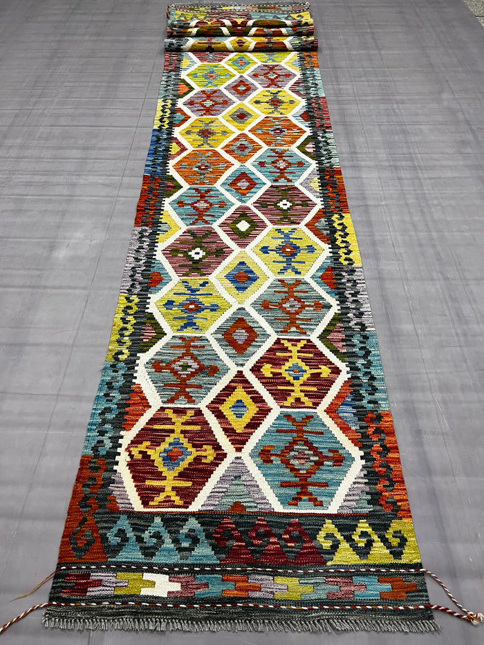 Afghan maimaneh-Kilim 581x86cm | Rug# 26493