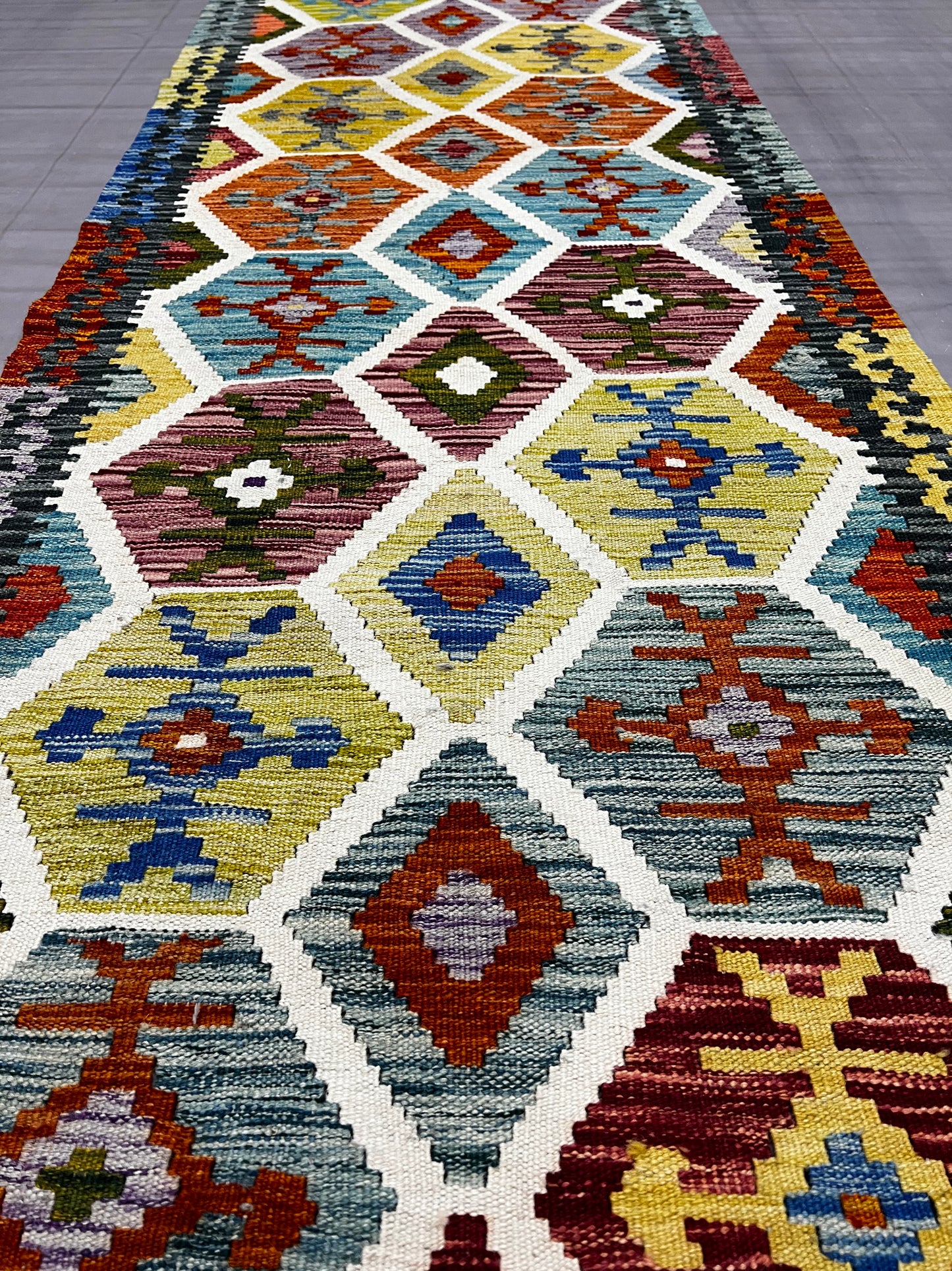 Afghan maimaneh-Kilim 581x86cm | Rug# 26493