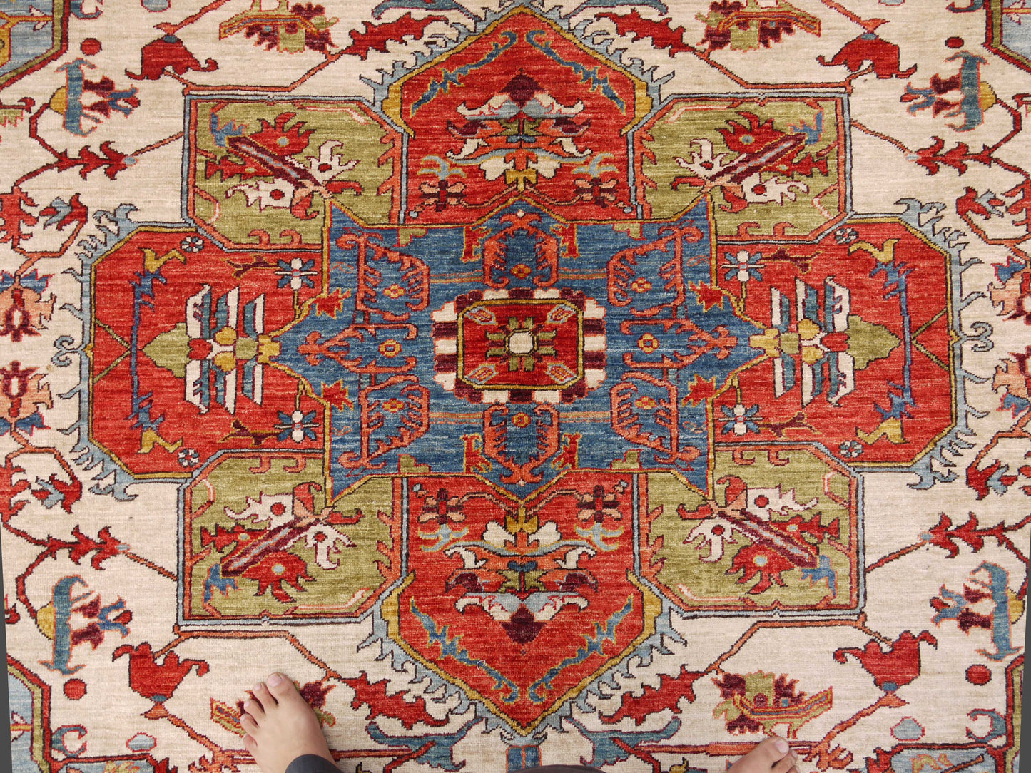 Afghan Turkaman weave rug,  Serapi-Heriz Inspired300x245 cm | Rug#26593