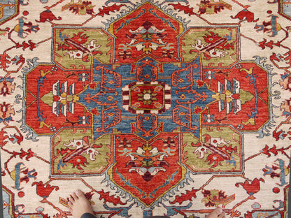 Afghan Turkaman weave rug,  Serapi-Heriz Inspired300x245 cm | Rug#26593