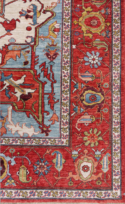 Afghan Turkaman weave rug,  Serapi-Heriz Inspired300x245 cm | Rug#26593
