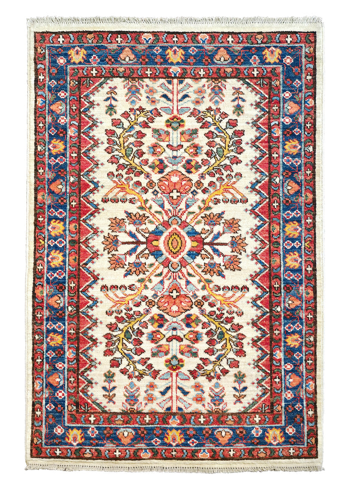 Hand knotted Seljuk weave, inspired by 19th c Armenian flowers 123×81 cm | Rug# 26625
