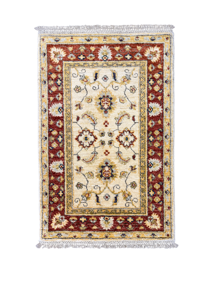 Afghan Turkmen weave in 19th century Ziegler design, 91x66cm | Rug# 26653