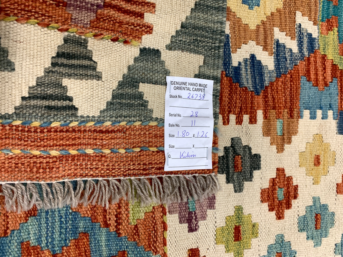 Afghan Handwoven Vegetable-Dyed Kilim 180x126 cm | Rug# 26738