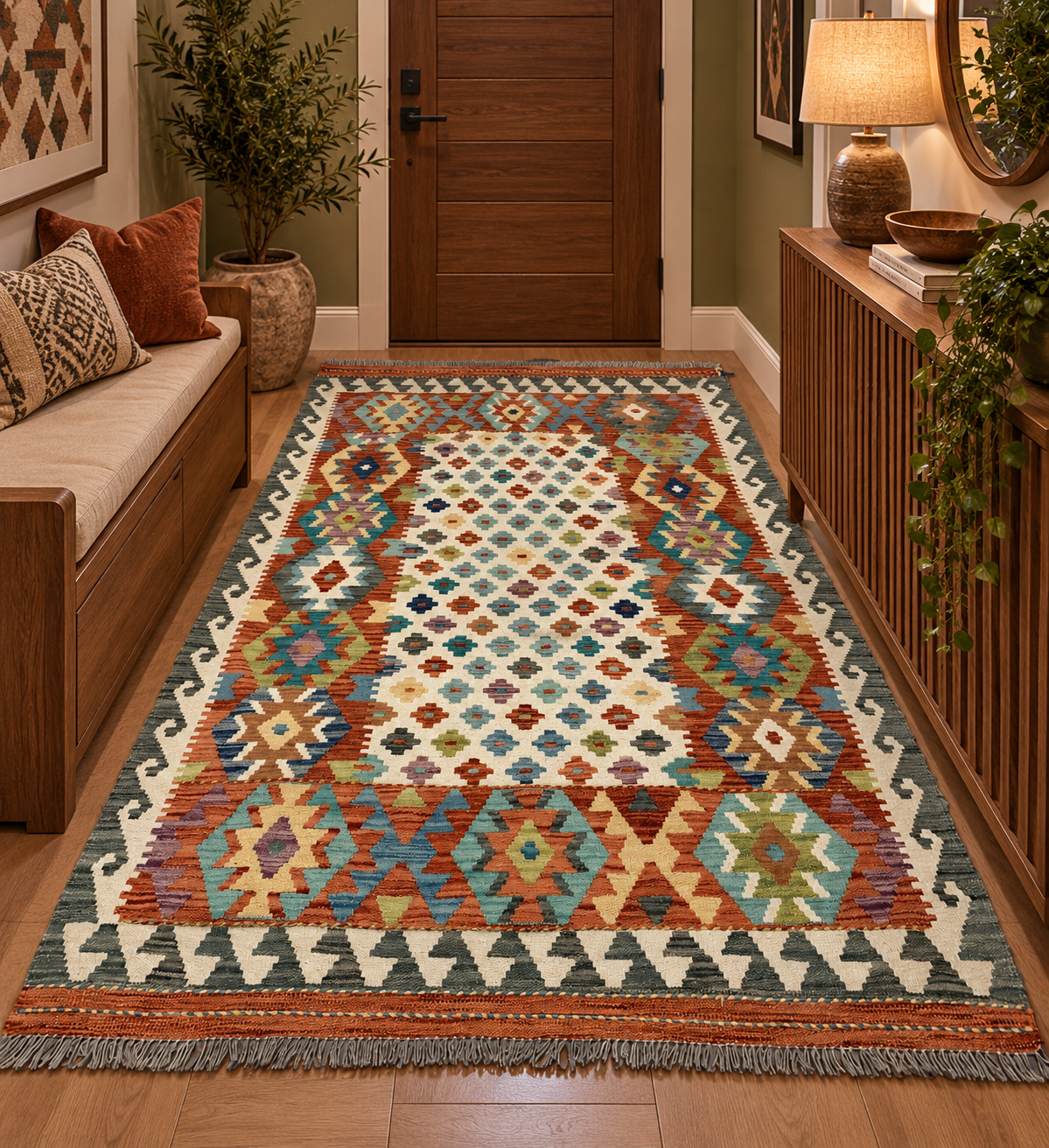 Afghan Handwoven Vegetable-Dyed Kilim 180x126 cm | Rug# 26738