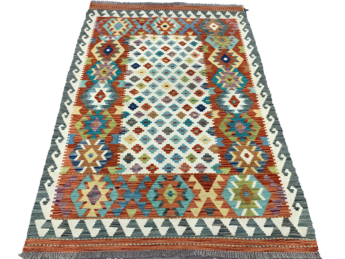 Afghan Handwoven Vegetable-Dyed Kilim 180x126 cm | Rug# 26738