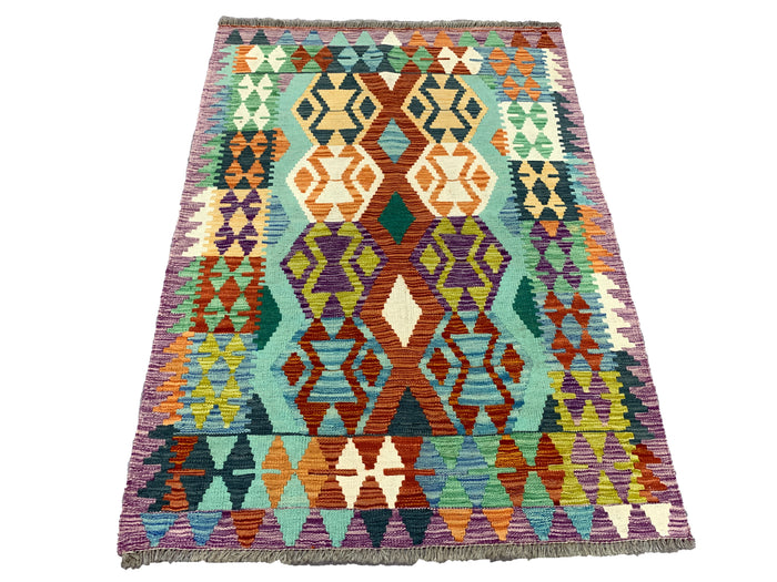 Flat-weave Maimaneh kilim, vegetable dyes, HSW, Afghan  148x106 cm | Rug# 26754