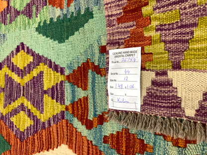 Flat-weave Maimaneh kilim, vegetable dyes, HSW, Afghan  148x106 cm | Rug# 26754