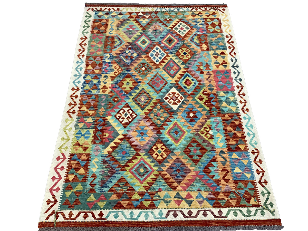 Afghan Handwoven Vegetable-Dyed Kilim 211x149 cm | Rug# 26762